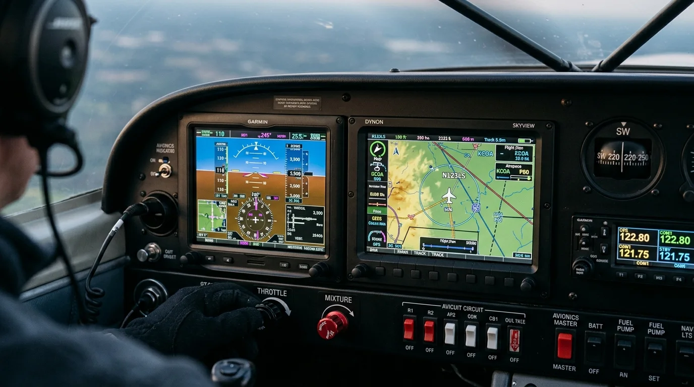 Detailed modern avionics and instrument panel